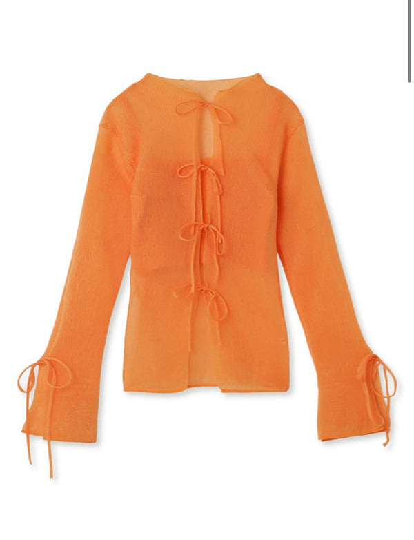 日本 LilyBrwon 橙色丝带细节上衣套装