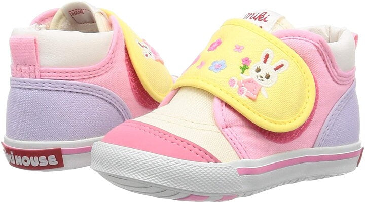 日本制MIKIHOUSE刺绣小兔子 二段学步鞋 刺绣机能帆布鞋 板鞋