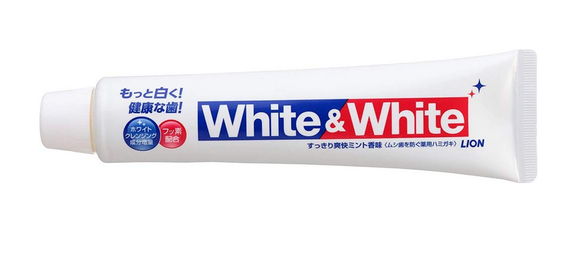 LION狮王WHITE & WHITE特效亮白牙膏 薄荷香型 美白固齿祛牙渍牙垢牙黄 150g