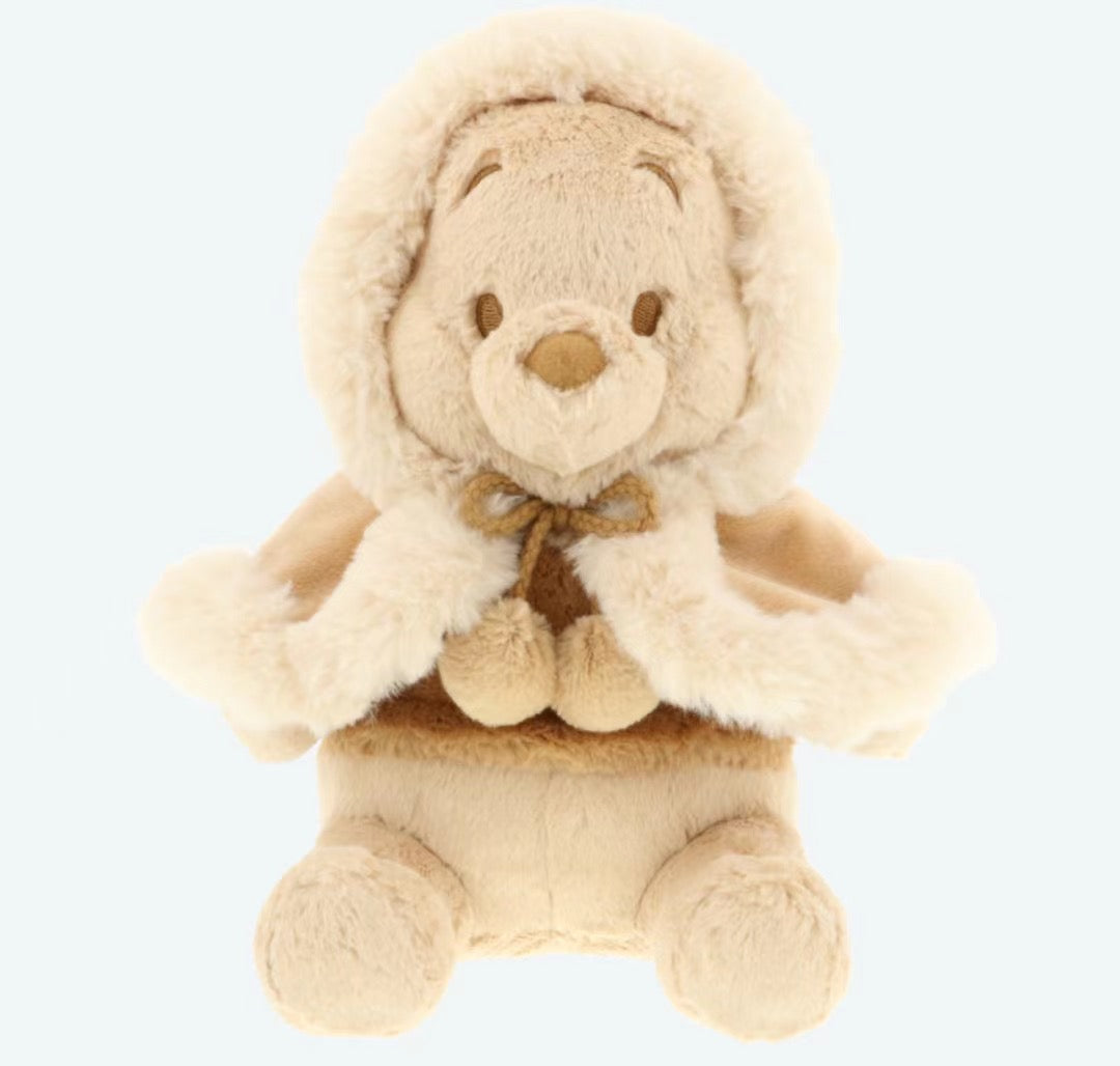 Tokyo Disney 东京迪斯尼 冬季限定奶茶噗噗公仔 维尼 pooh 帽子可以脱下来