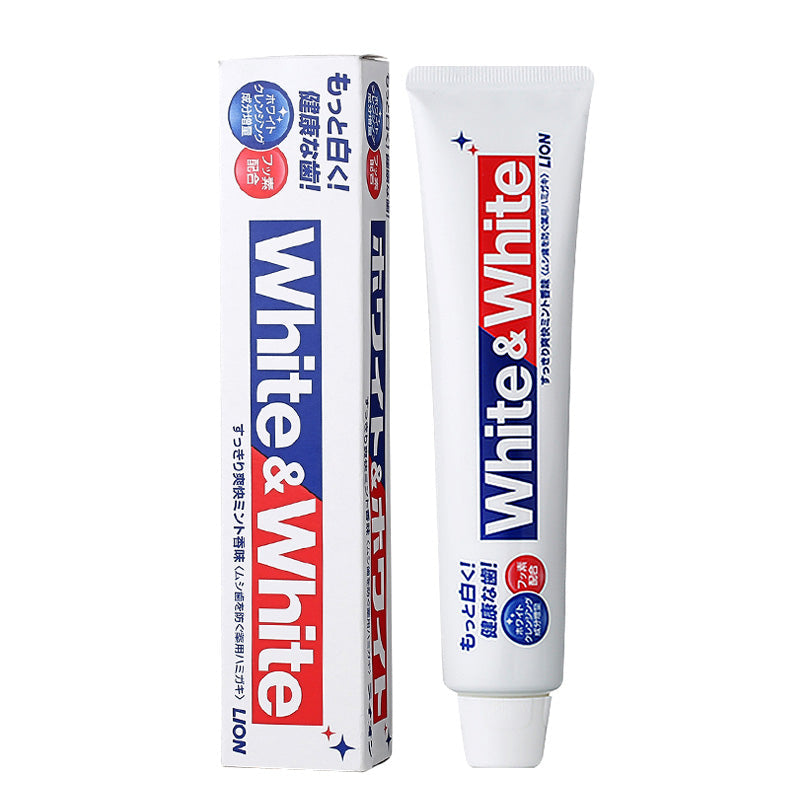 LION狮王WHITE & WHITE特效亮白牙膏 薄荷香型 美白固齿祛牙渍牙垢牙黄 150g