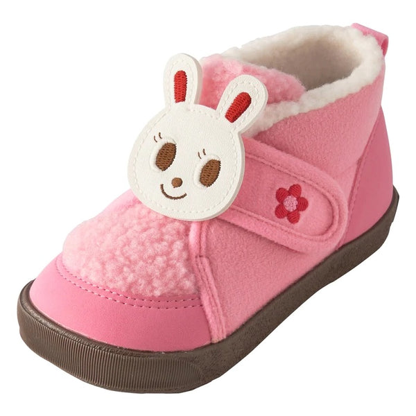 日本制MIKIHOUSE小兔子二段学步鞋 加绒保暖粉色